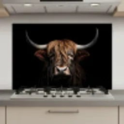 Schotse hooglander - Portret - Zwart - Dier keuken achterwand spatscherm klein -3d_website