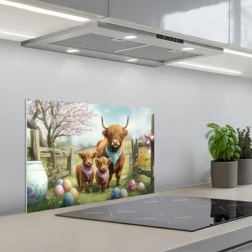 Schotsehooglanders - Paaseieren - Lente keuken achterwand spatscherm klein -3d_schuin