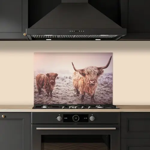 Schotse hooglanders - Licht - Lucht - Natuur keuken achterwand spatscherm klein -sfeer1