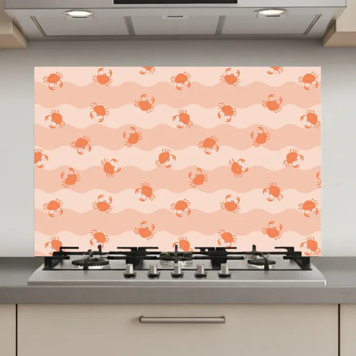 Zee - Dieren - Roze - Krab keuken achterwand spatscherm klein 900 -3d_website