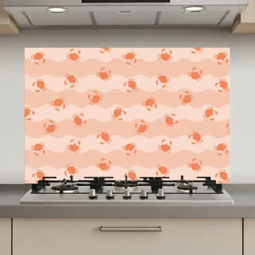 Zee - Dieren - Roze - Krab keuken achterwand spatscherm klein 900 -3d_website