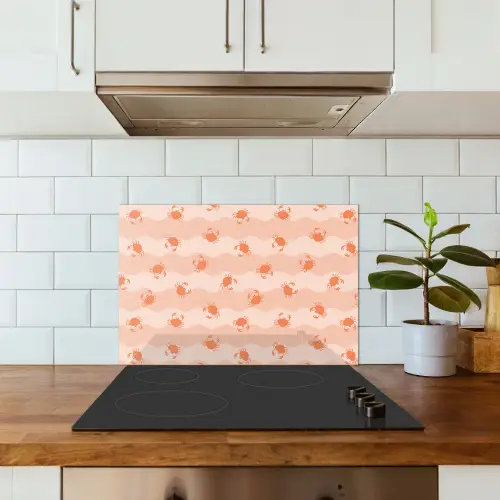 Zee - Dieren - Roze - Krab keuken achterwand spatscherm klein 900 -sfeer2