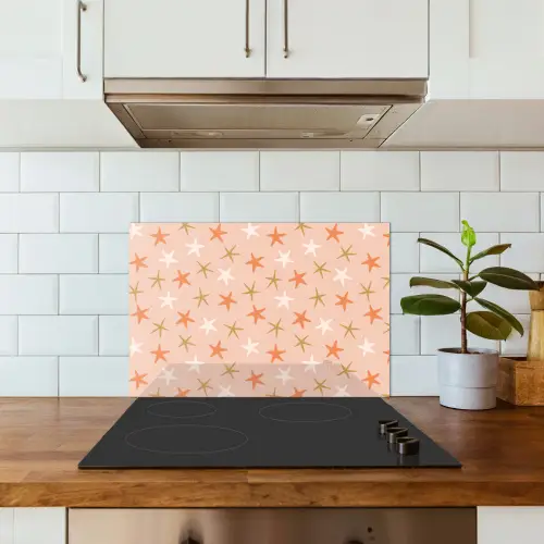 Zee - Dieren - Roze - Zeesterren keuken achterwand spatscherm klein 900 -sfeer2