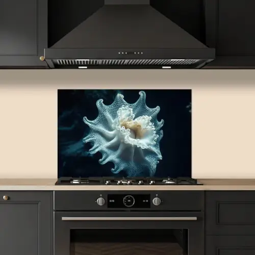 Zeewezen - Wit - Golven - Water keuken achterwand spatscherm klein -sfeer1