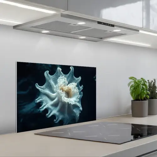 Zeewezen - Wit - Golven - Water keuken achterwand spatscherm klein -3d_schuin