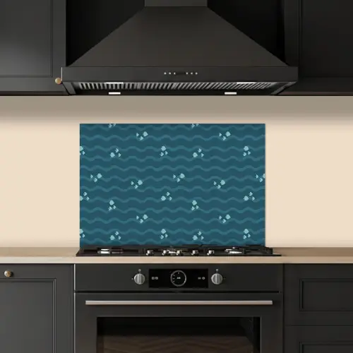 Zee - Donkerblauw - Golf - Vis keuken achterwand spatscherm klein 900 -sfeer1