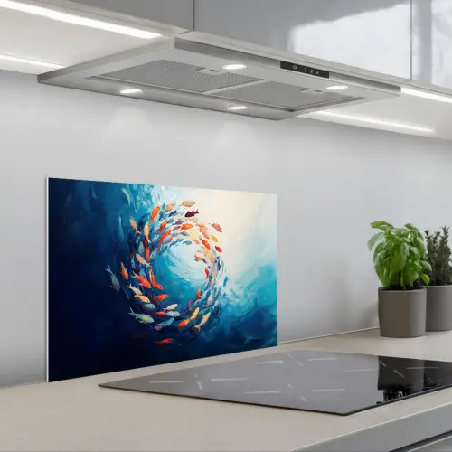 Zee - Vissen - Kleurrijk - Dynamisch keuken achterwand spatscherm klein -3d_schuin