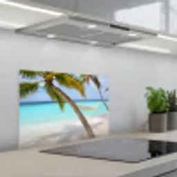 Zee - Palmboom - Hangmat keuken achterwand spatscherm klein -3d_schuin