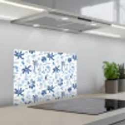 Zee - Strand - Blauw - Wit keuken achterwand spatscherm klein 900 -3d_schuin