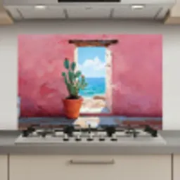 Zee - Roze - Cactus keuken achterwand spatscherm klein -3d_website