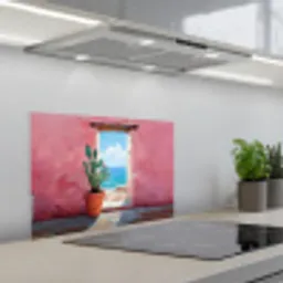 Zee - Roze - Cactus keuken achterwand spatscherm klein -3d_schuin