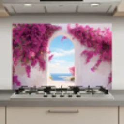 Zee - Roze - Bloemen - Poort keuken achterwand spatscherm klein -3d_website