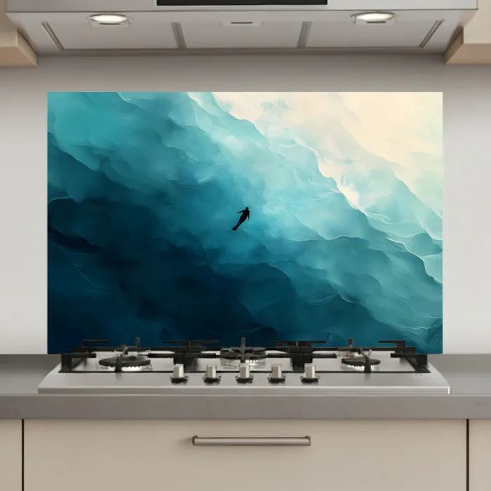 Zee - Silhouet - Abstract - Blauw keuken achterwand spatscherm klein -3d_website