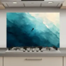 Zee - Silhouet - Abstract - Blauw keuken achterwand spatscherm klein -3d_website