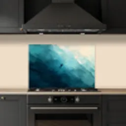 Zee - Silhouet - Abstract - Blauw keuken achterwand spatscherm klein -sfeer1