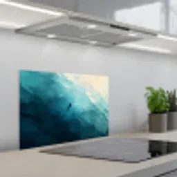 Zee - Silhouet - Abstract - Blauw keuken achterwand spatscherm klein -3d_schuin