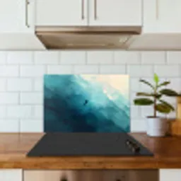 Zee - Silhouet - Abstract - Blauw keuken achterwand spatscherm klein -sfeer2