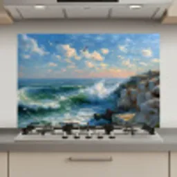 Zee - Golven - Rotsen - Meeuwen keuken achterwand spatscherm klein -3d_website