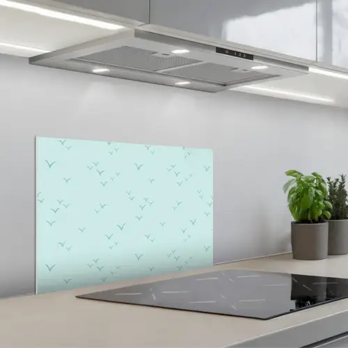 Meeuwen - Mint - Patroon keuken achterwand spatscherm klein 900 -3d_schuin