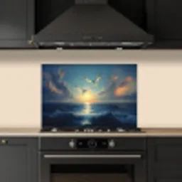 Meeuwen - Zee - Wolken -Blauw keuken achterwand spatscherm klein -sfeer1