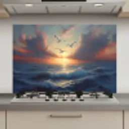 Meeuwen - Zonsondergang - Zee - Wolken keuken achterwand spatscherm klein -3d_website