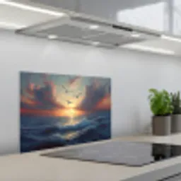 Meeuwen - Zonsondergang - Zee - Wolken keuken achterwand spatscherm klein -3d_schuin