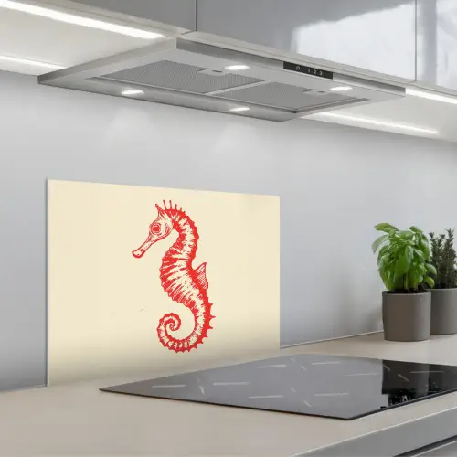 Zeepaardje - Rood - Fijne details keuken achterwand spatscherm klein -3d_schuin