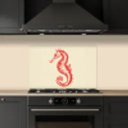 Zeepaardje - Rood - Fijne details keuken achterwand spatscherm klein -sfeer1