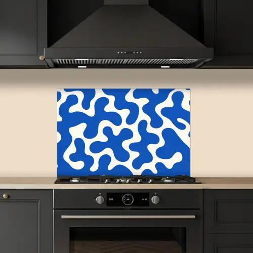 Vormen - Abstract - Blauw - Golven keuken achterwand spatscherm klein -sfeer1