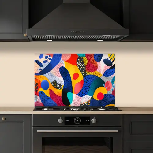Vormen - Abstract - Stippels - Blauw keuken achterwand spatscherm klein -sfeer1