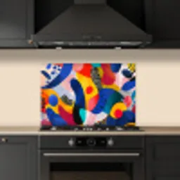 Vormen - Abstract - Stippels - Blauw keuken achterwand spatscherm klein -sfeer1