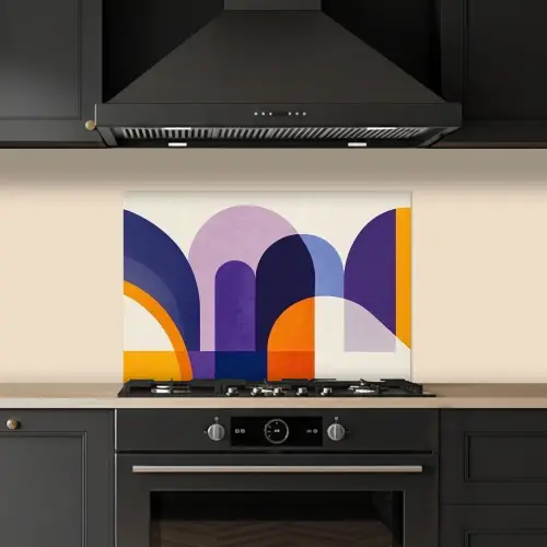 Vormen - Abstract - Grafisch - Oranje keuken achterwand spatscherm klein -sfeer1