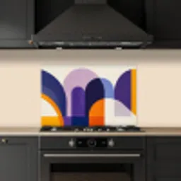 Vormen - Abstract - Grafisch - Oranje keuken achterwand spatscherm klein -sfeer1