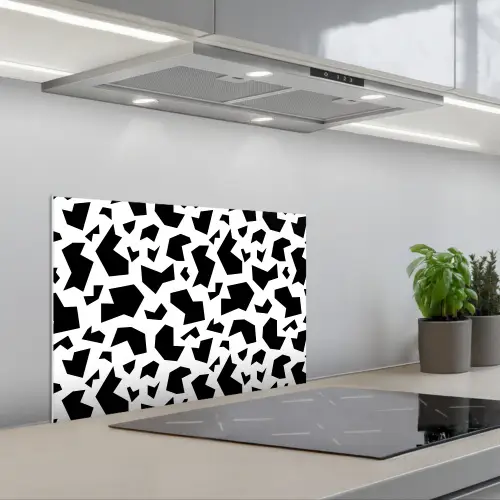Vormen - Zwart - Onregelmatig keuken achterwand spatscherm klein 900 -3d_schuin