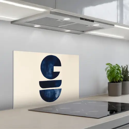 Vormen - Blauw - Abstract keuken achterwand spatscherm klein -3d_schuin