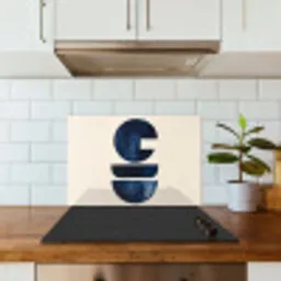 Vormen - Blauw - Abstract keuken achterwand spatscherm klein -sfeer2