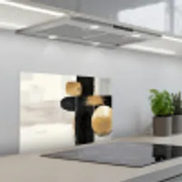 Vormen - Penseelstreken - Abstract - Goud keuken achterwand spatscherm klein -3d_schuin