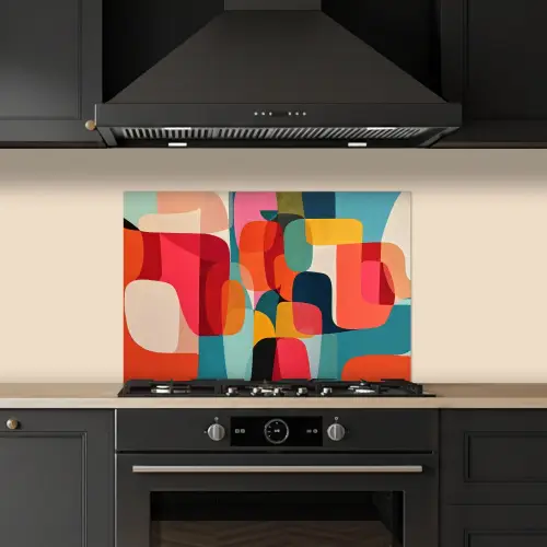 Vormen - Kleurrijk - Abstract - Vlakken keuken achterwand spatscherm klein -sfeer1