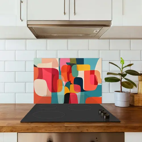 Vormen - Kleurrijk - Abstract - Vlakken keuken achterwand spatscherm klein -sfeer2