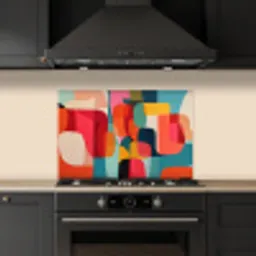 Vormen - Kleurrijk - Abstract - Vlakken keuken achterwand spatscherm klein -sfeer1