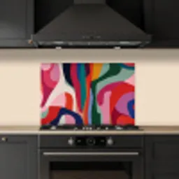 Vormen - Bochten - Kleurrijk - Abstract keuken achterwand spatscherm klein -sfeer1