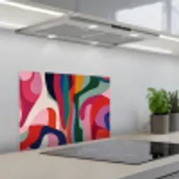 Vormen - Bochten - Kleurrijk - Abstract keuken achterwand spatscherm klein -3d_schuin