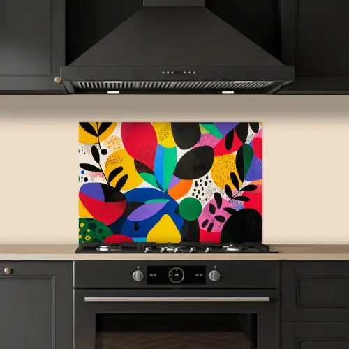 Vormen - Stippen - Kleurrijk keuken achterwand spatscherm klein -sfeer1