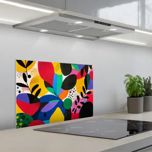 Vormen - Stippen - Kleurrijk keuken achterwand spatscherm klein -3d_schuin