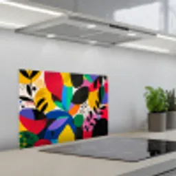 Vormen - Stippen - Kleurrijk keuken achterwand spatscherm klein -3d_schuin