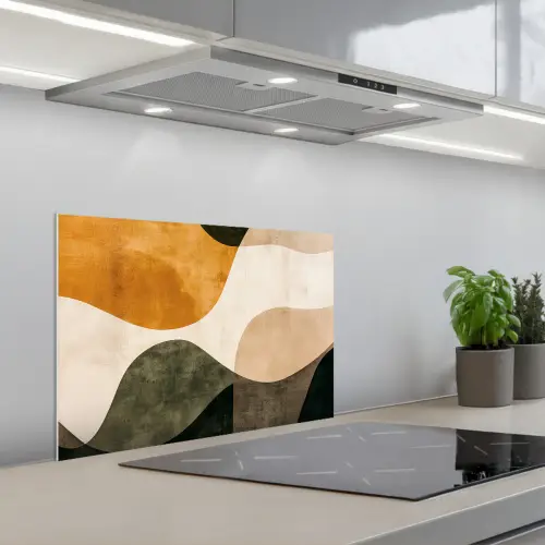 Vormen - Okergeel - Abstract keuken achterwand spatscherm klein -3d_schuin