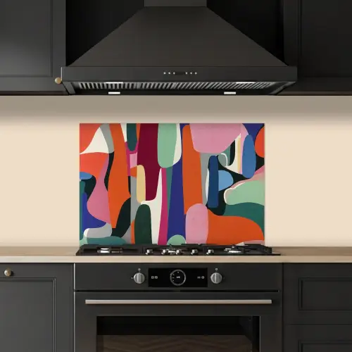 Vormen - Ritmisch - Kleuren - Abstract keuken achterwand spatscherm klein -sfeer1