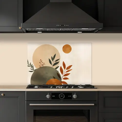 Vormen - Rond - Bladeren - Beige keuken achterwand spatscherm klein -sfeer1