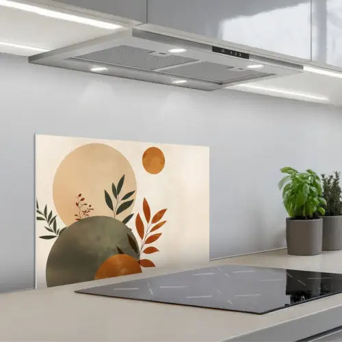 Vormen - Rond - Bladeren - Beige keuken achterwand spatscherm klein -3d_schuin