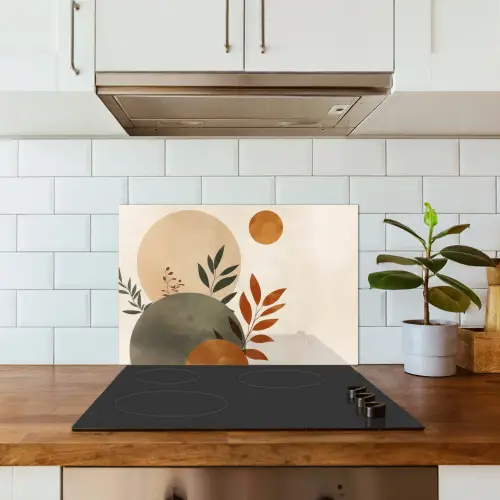 Vormen - Rond - Bladeren - Beige keuken achterwand spatscherm klein -sfeer2